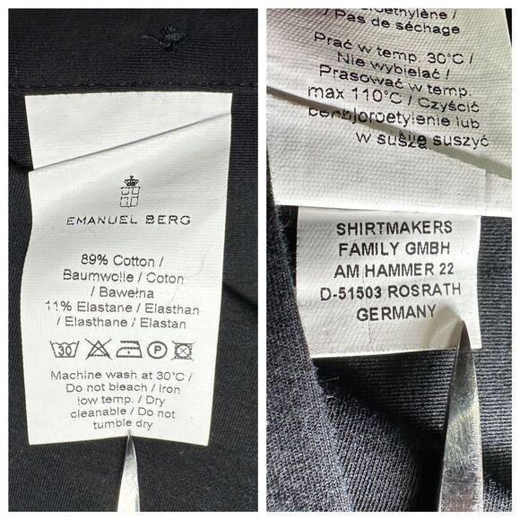 Emanuel Berg Mens Byron Charcoal Stretch Jersey Button Down Shirt Size 42 16.5 L - Picture 8 of 10